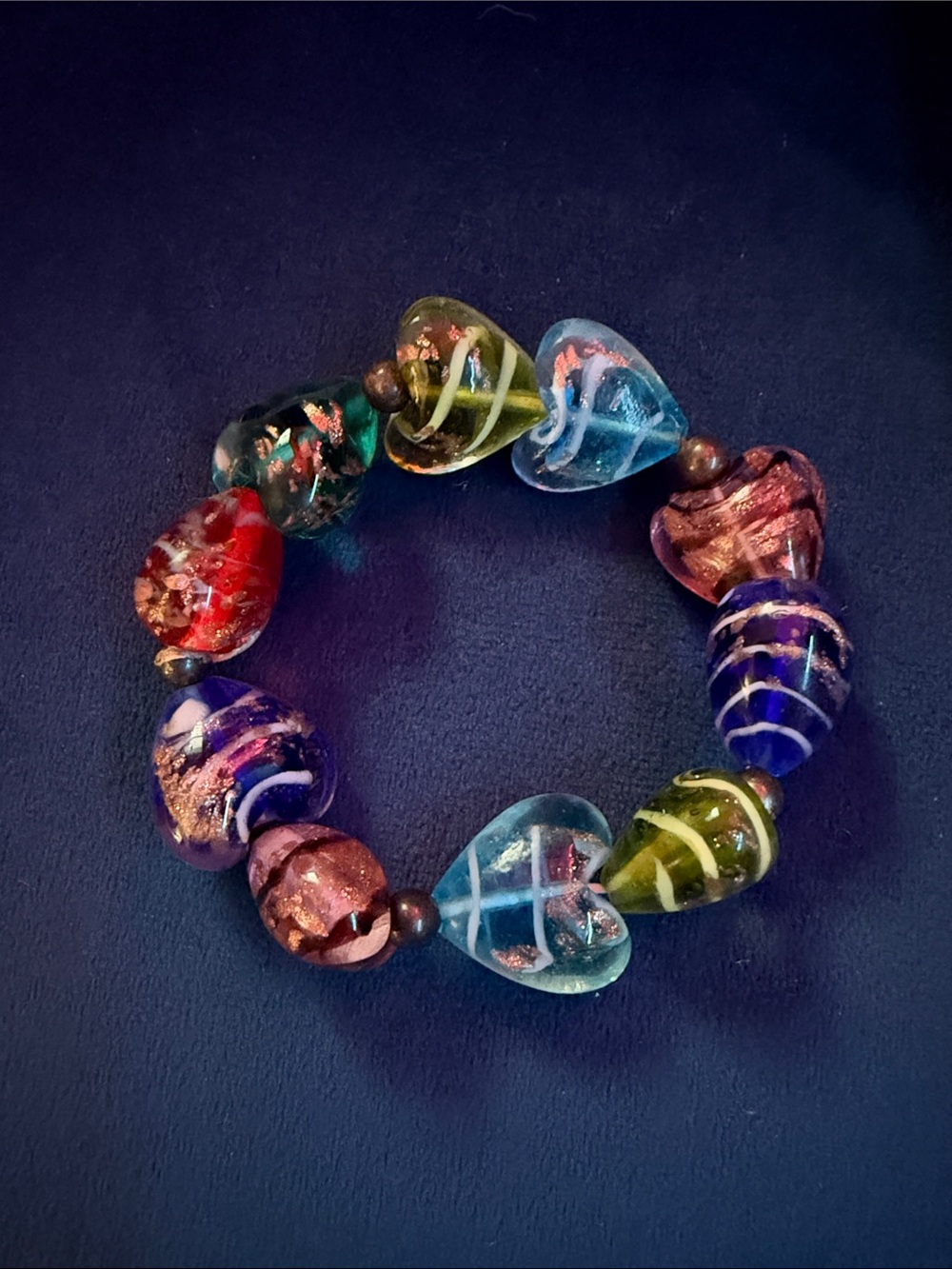 Multicolor Glass Heart Bead Bracelet - Women Jewelry